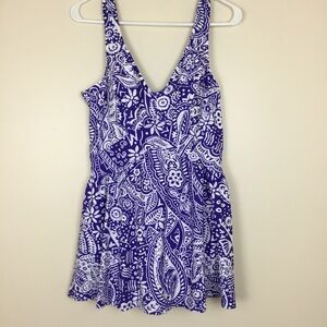 Maxine Of Hollywood Blue White One Piece Swimsuit Size 16